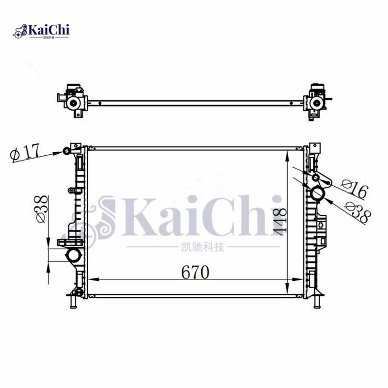 13313 Aluminum Radiator For 13-16 Ford Escape 1.6L 2.0L 2.5L/14-18 Transit Connect 1.6L 2.5L