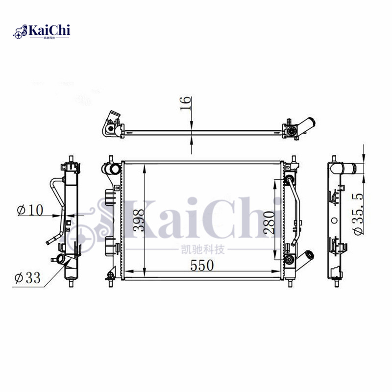 13333 OE Style Aluminum Core Radiator Hyundai Elantra 1.8L/2.0L 2011-2015 / Kia Forte 1.8L/2.0L 2014 / Kia Soul 1.6L/2.0L 2012-2013