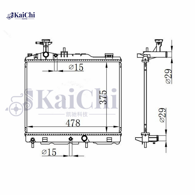13469 Car Engine Cooling Radiator Mitsubishi Mirage 1.2L 2014- / Dodge Attitude 1.2L 2015-2020