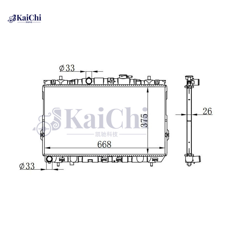67467 Auto Parts Radiator Hyundai Coupe GK 2.0L/2.7L 2002-2009 Manual / Hyundai Elantra MK III XD 1.6L/1.8L/2.0L 2000-2006 Manual / Hyundai Tiburon GK 2.0L/2.7L 2002-2010 Manual