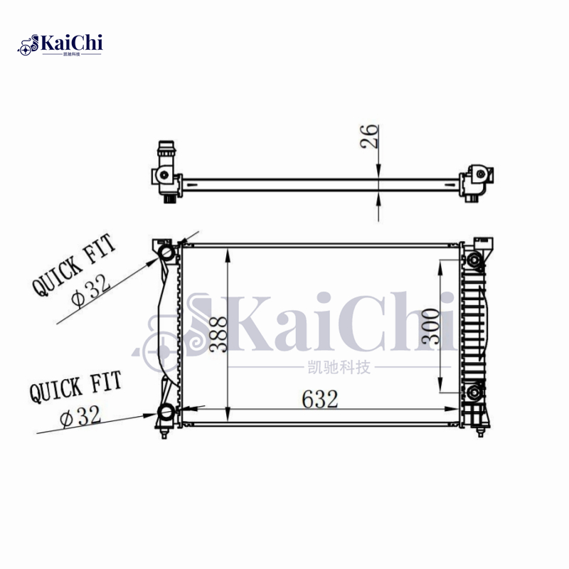 2556 Radiator W/Trans Oil Cooler For 03-08 Audi A4 Quattro 1.8L 2.0L
