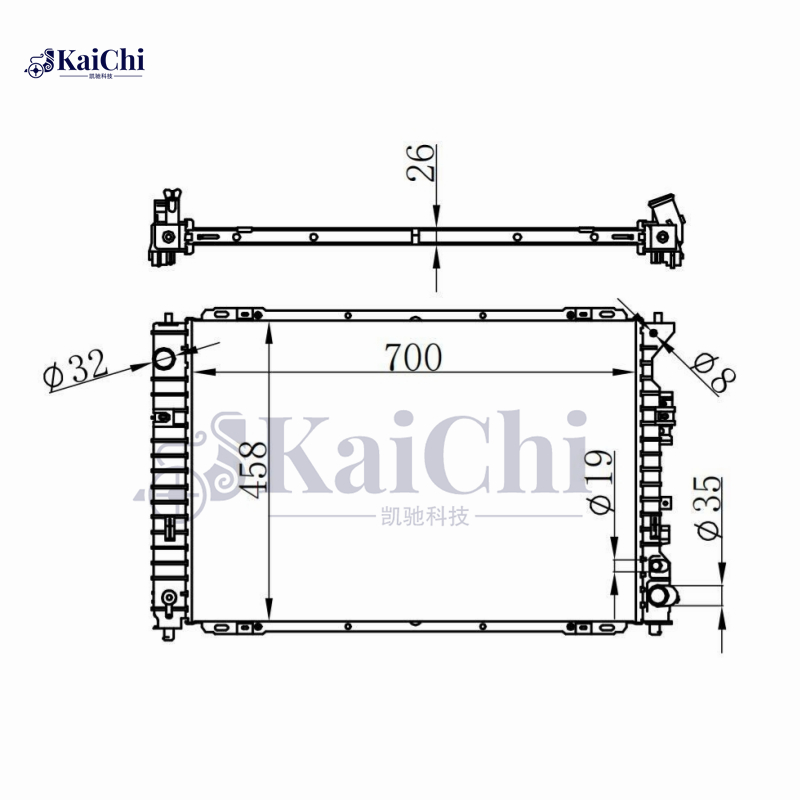 2762 Engine Cooling Radiator For 05-08 Ford Escape Hybrid/06-08 Mercury Mariner Hybrid L4 2.3L