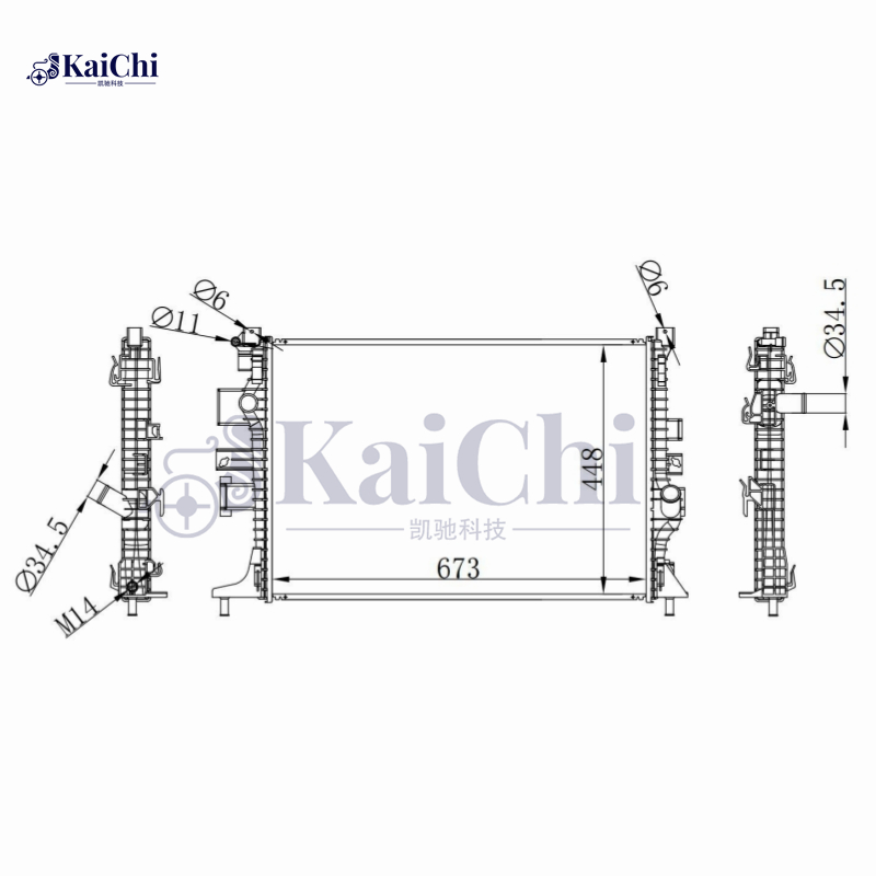 13624 Engine Cooling Radiator For 16-18 Ford Focus RS 2.3L Turbo